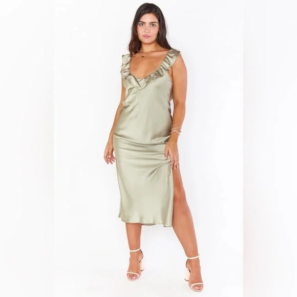 green emerald velvet dress Slip Dress main image 1